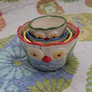 Ceramic owl measuring cups- nesting.
